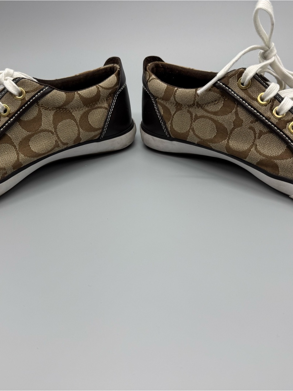 Coach Shoes Womens 6.5 Barrett Signature Sneakers Brown Canvas Low Top Casual - Picture 7 of 10